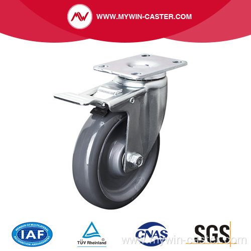 Medium 5 Inch 150Kg Plate Brake PU Caster